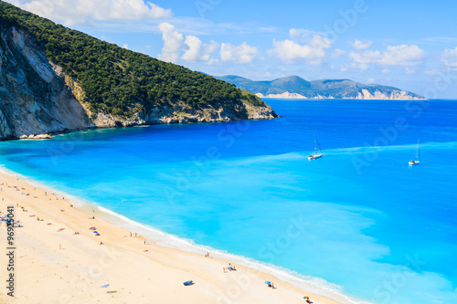 View of Myrtos beach and blue sea  Kefalonia island  Greece