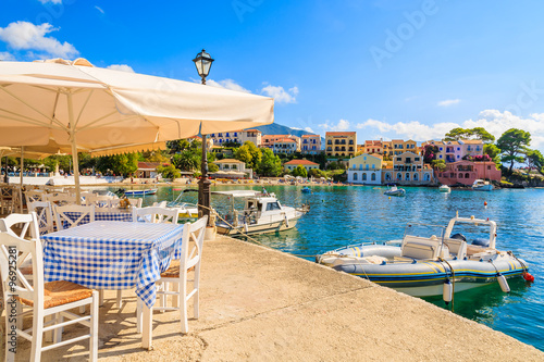 Beautiful Greek port in Assos village on Kefalonia island, Greece
