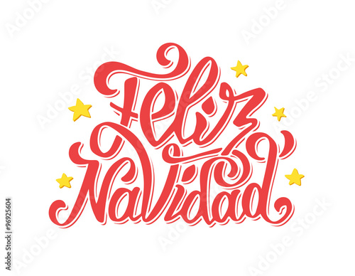 Feliz navidad lettering. Merry Christmas greetings