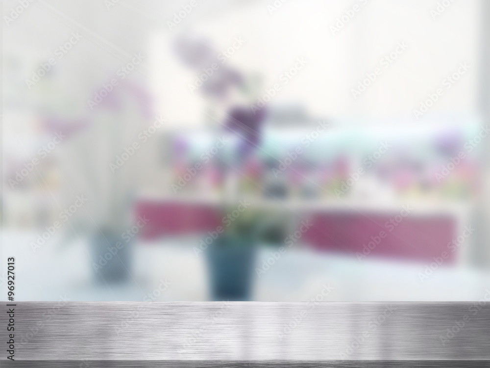 Obraz premium Table Top And Blur Interior