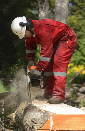 Man Working With Chainsaw