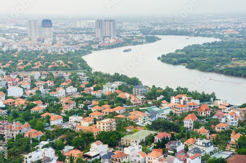 Wallpaper Mural Panoramic view of Thao Dien village area, Ho Chi Minh city (or Saigon) in sunset, Vietnam Torontodigital.ca
