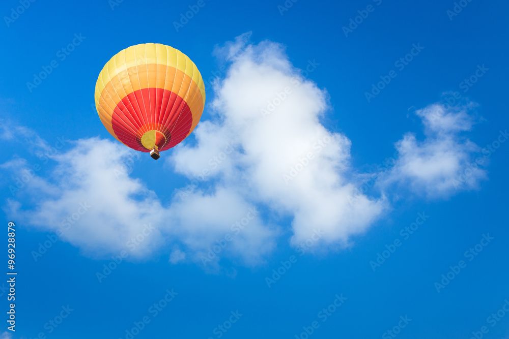 Colorful hot air balloon with blue sky background Colorful hot air balloon with blue sky background
