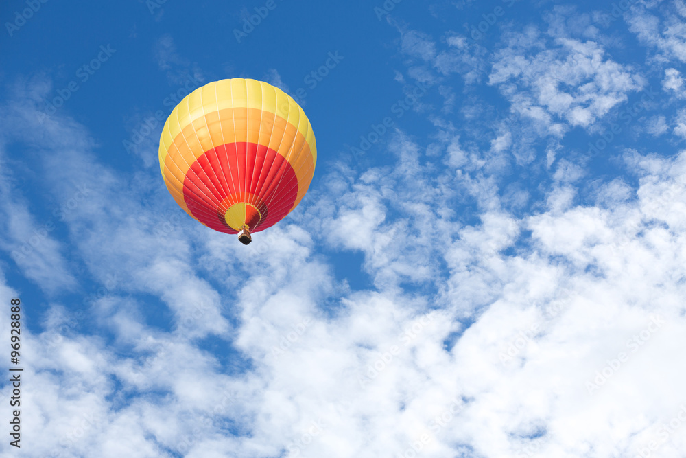 Colorful hot air balloon with blue sky background Colorful hot air balloon with blue sky background