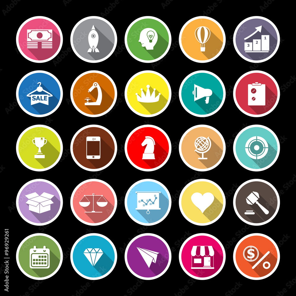 Marketing strategy flat icons with long shadow Marketing strategy flat icons with long shadow