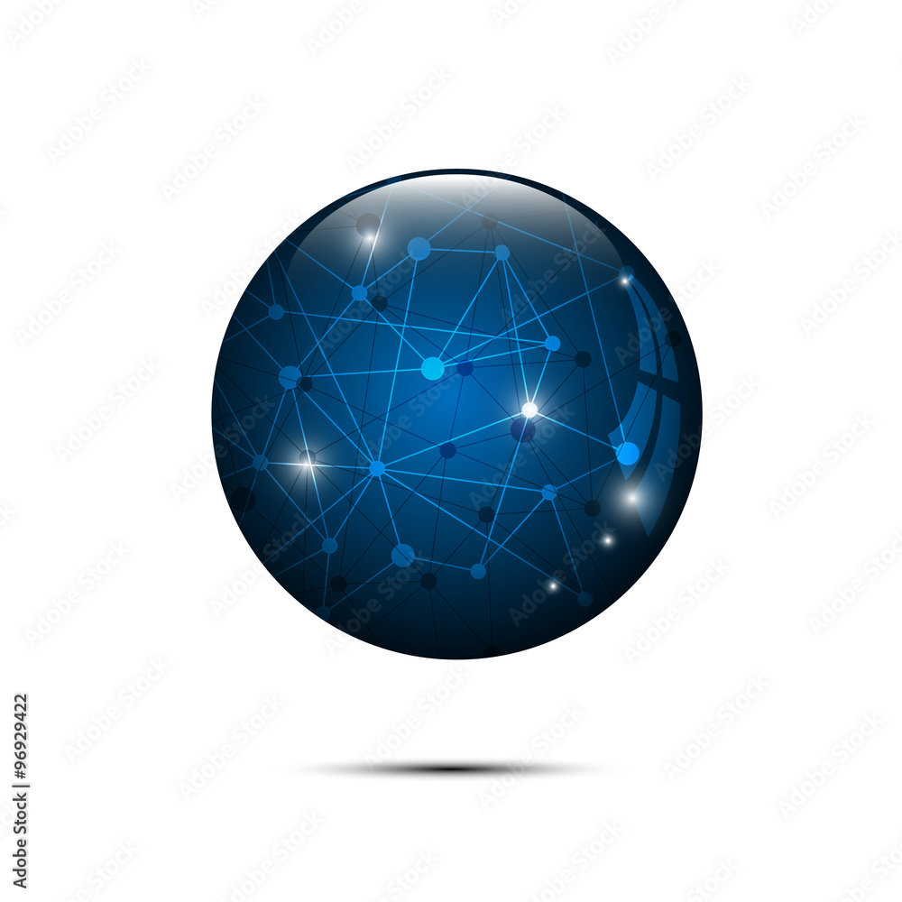 vector abstract blue sphere polygonal design hi tech concept