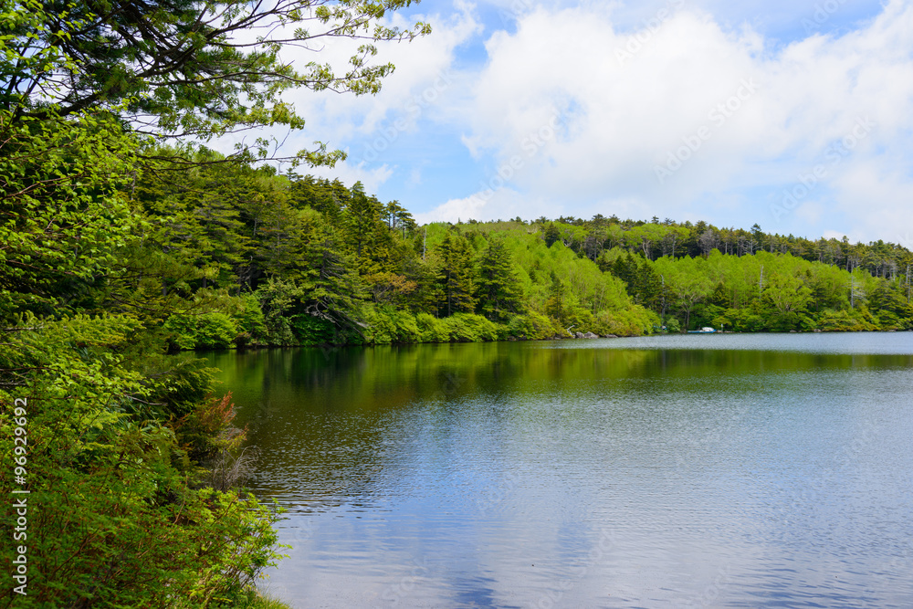 Shirakoma Pond at Yachiho highlands in Sakuho town, Nagano, Japan