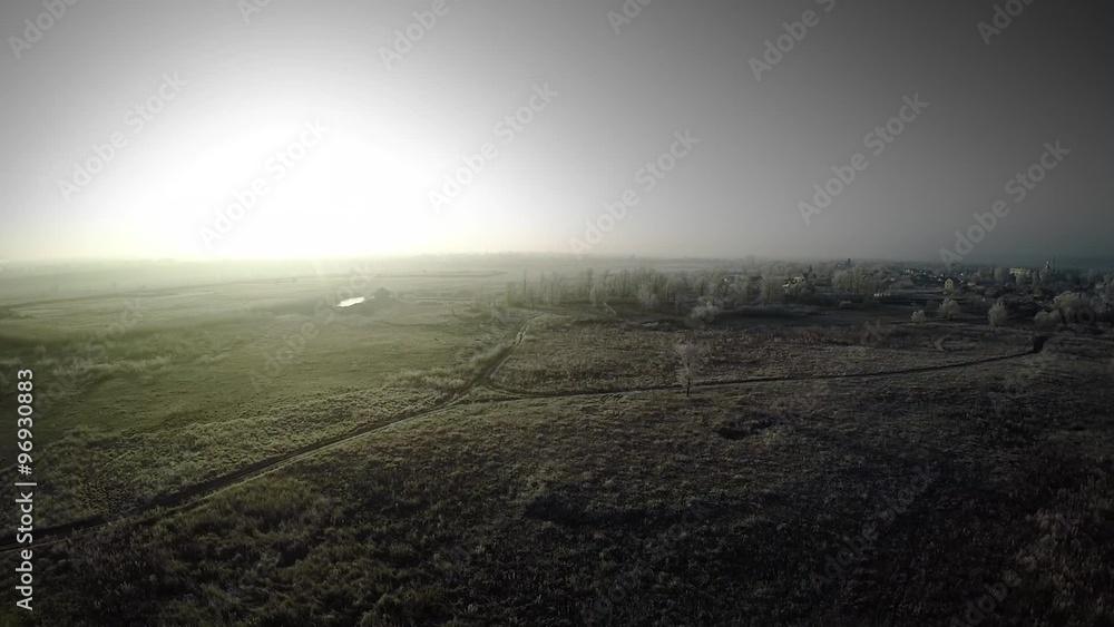 AERIAL: non-urban field and lonely frozen tree in autumn
AERIAL: non-urban field and lonely frozen tree in autumn