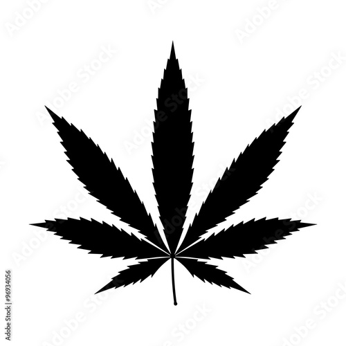 Cannabis (marijuana) hemp leaf flat icon for apps and websites photo