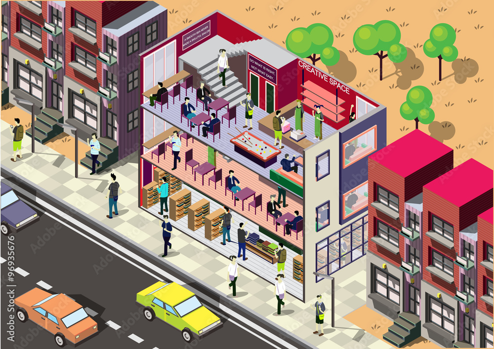 illustration of info graphic urban concept in isometric graphic