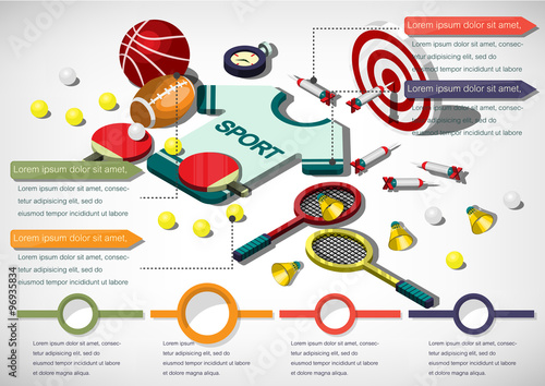 illustration of info graphic sports equipment concept in isometric graphic