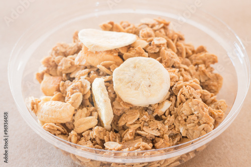 Homemade granola breakfast with dried fruit