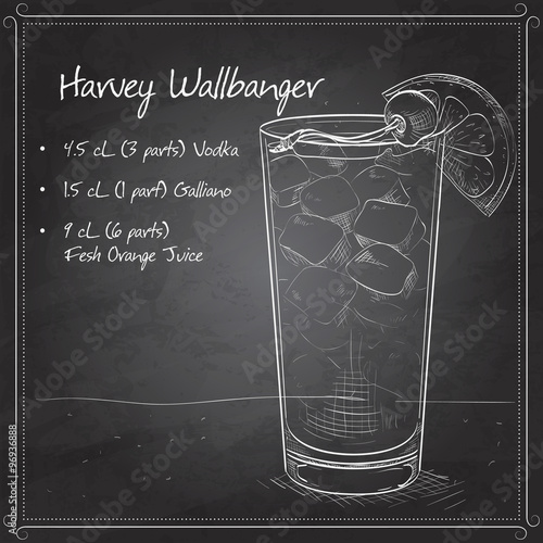 Cocktail Harvey Wallbanger on black board