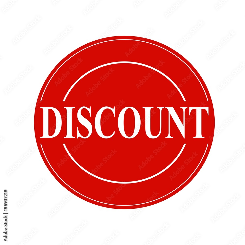 discount white stamp text on circle on red background discount white stamp text on circle on red background