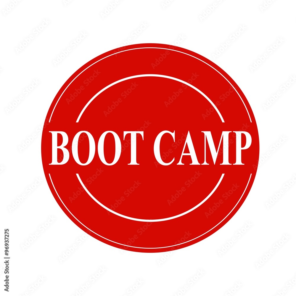 boot camp white stamp text on circle on red background boot camp white stamp text on circle on red background