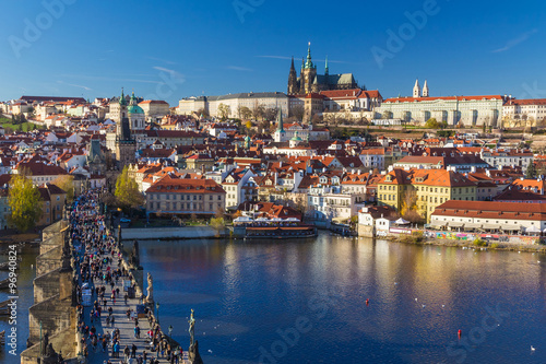 Beautiful view on Prague Castle and Charles Bridge, Prague, Czech Republic