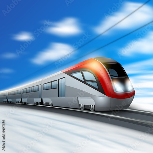 Modern Train In Motion
