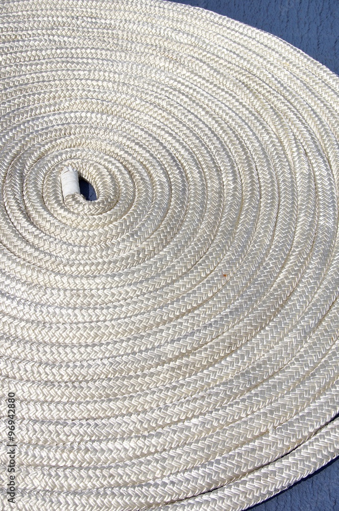 Fototapeta premium The close view of rope on the ship deck