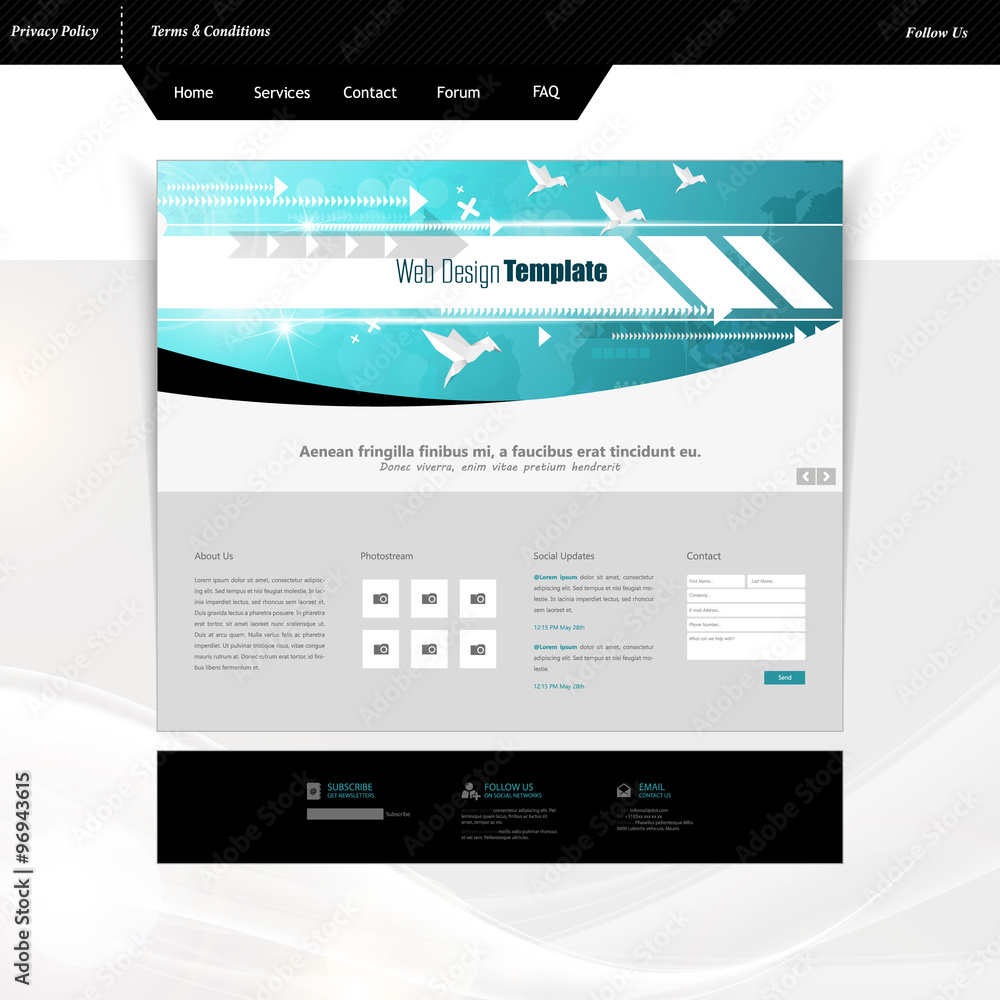 Website template, with abstract technology header, Eps 10 Vector Design
