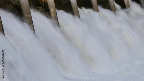 Hydroelectric power dam, close up shot, Kananaskis Dam on the Bow River, Alberta, Canada