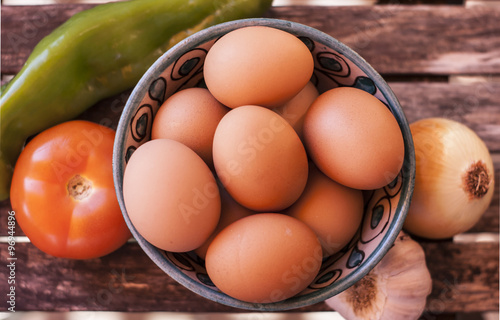 Alimentos ecológicos saludables vista cenital