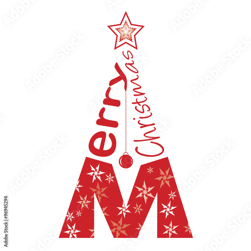 Weihnachtsbaum Wort leuchtender Stern - Hintergrund freigestellt weiß