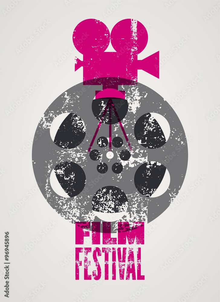 Obraz premium Film festival poster. Retro typographical grunge vector illustration.