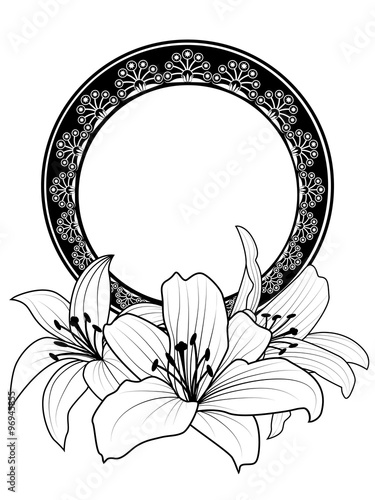 floral frame with lilies