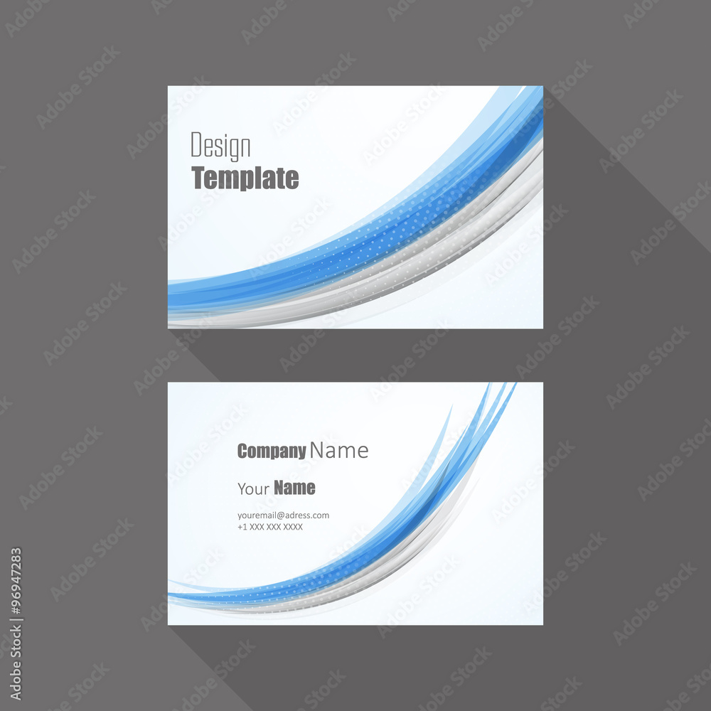 Fototapeta premium Business card with blue wave vector background 