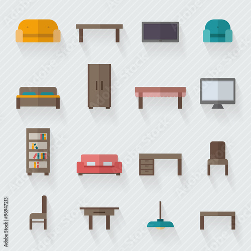 Furniture icon set for rooms of house
