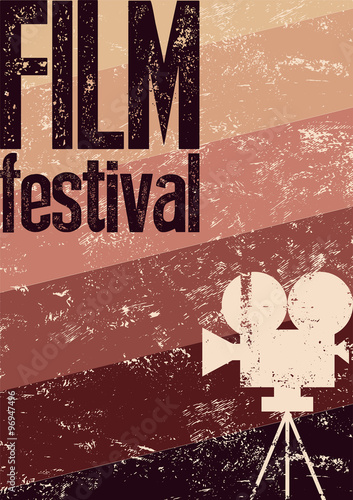 Film festival poster. Retro typographical grunge vector illustration.