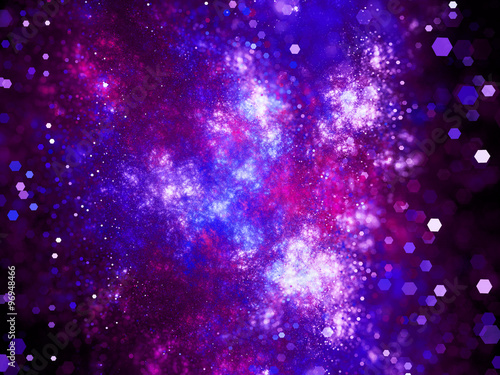 Purple glowing deep interstellar space with particles © sakkmesterke
