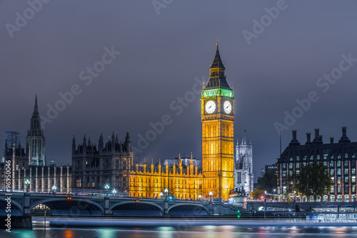 Big Ben Clock Tower and Parliament house at city of westminster, London England UK #96950046