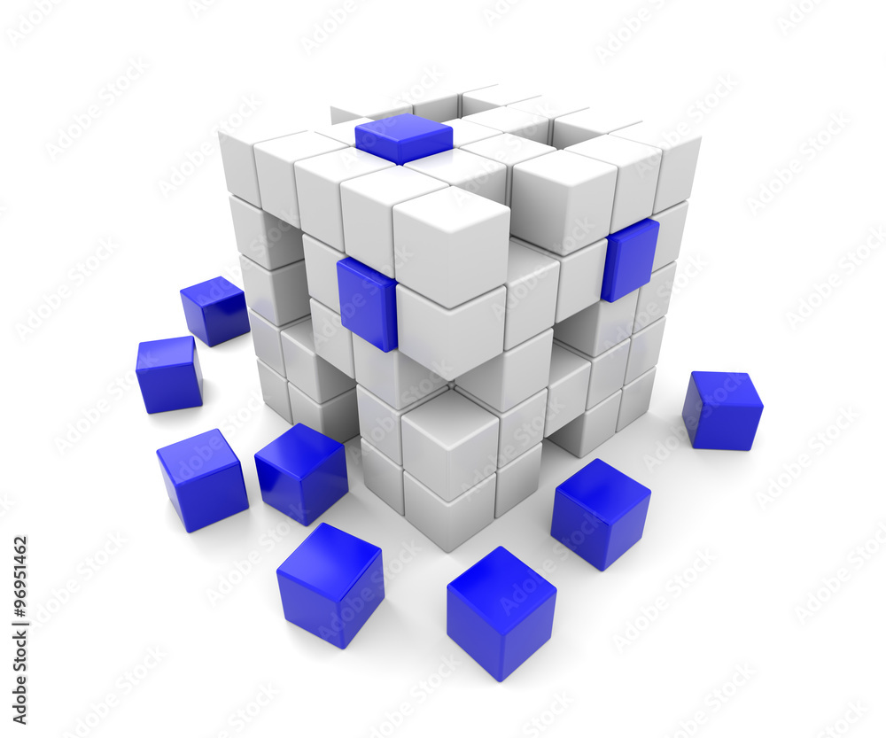 3D blue and white cubes 3D blue and white cubes