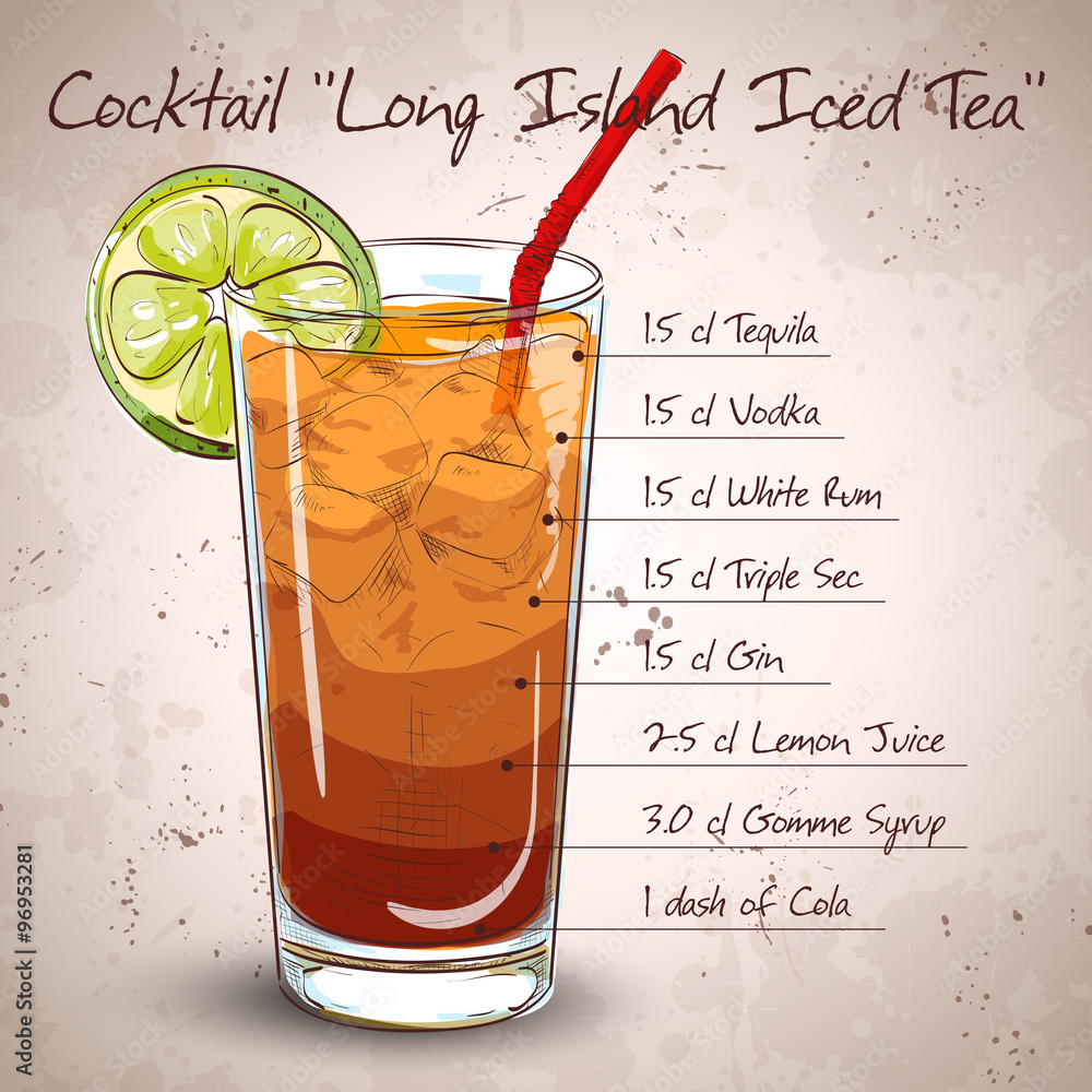 Vettoriale Stock Cocktail Long Island Iced Tea | Adobe Stock