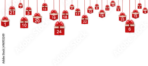 Vektor Adventskalender - hängende Geschenke 