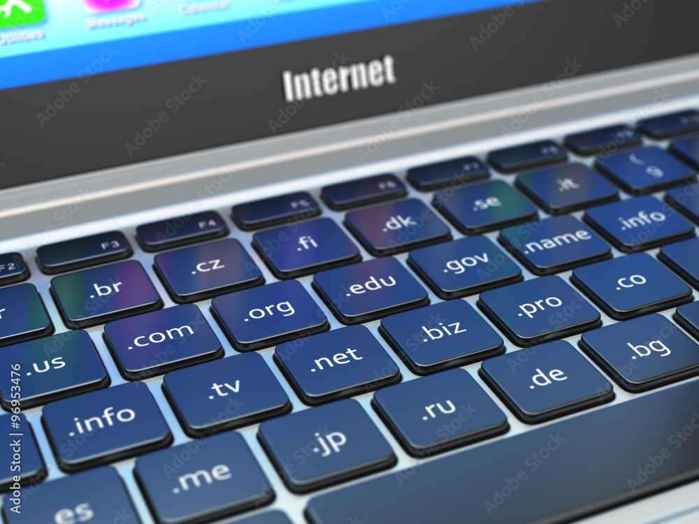 Domain internet communication concept. Site addresses on buttons Domain internet communication concept. Site addresses on buttons