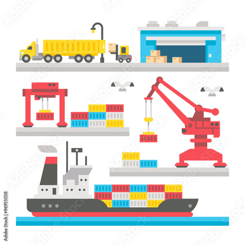 Flat design cargo port equipment