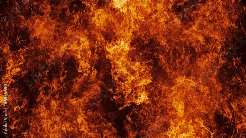 Inferno fire wall in slow motion with seamless loop isolated, perfect for digital composition