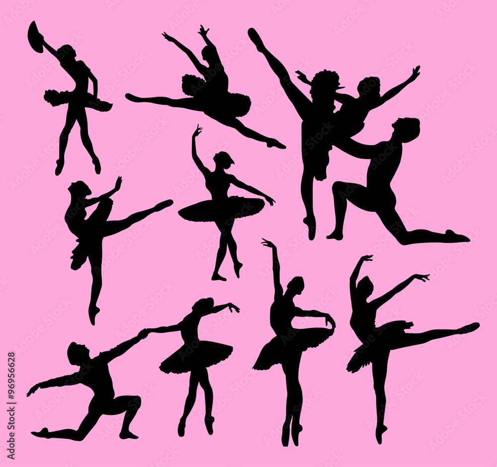 Ballet dance silhouette. Male and female dancer.
