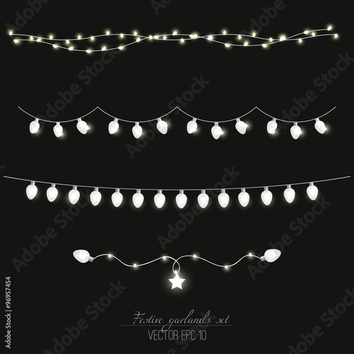 Festive garland lights set. Vector illustration EPS 10