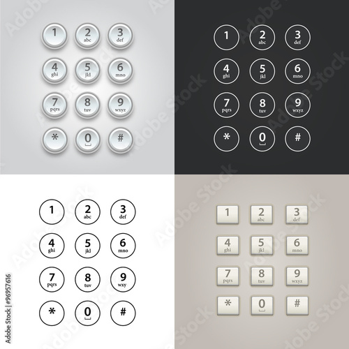 User interface keypad for phone vector set