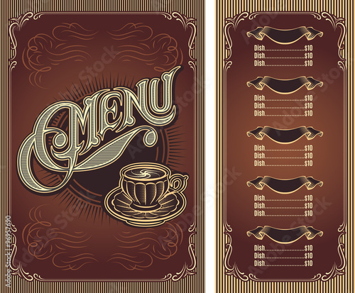 Template menu for hot tea coffee restaurant
