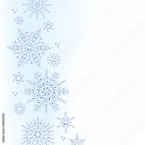 Light christmas new year winter snowflakes background.