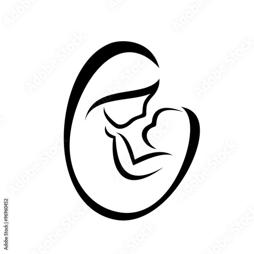 mother and her baby, isolated vector symbol