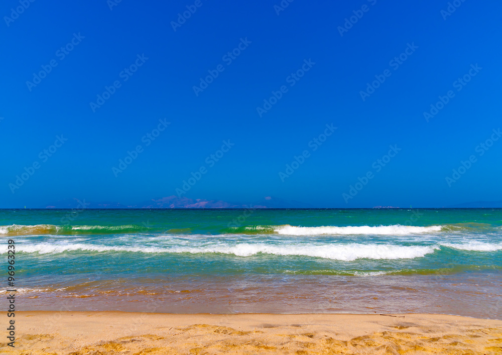 yhe beautiful tropical Tam - Tam beach near Kardamaina village at Kos island in Greece