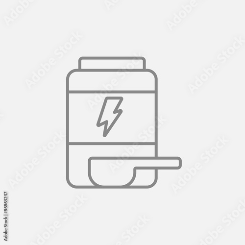 Sport nutrition container line icon.