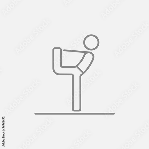 Man practicing yoga line icon.