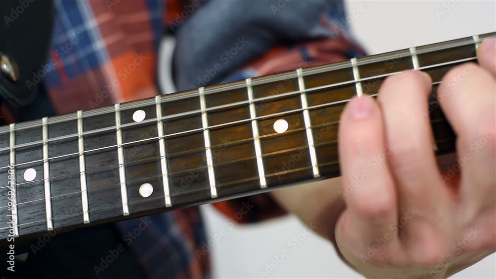 Man Playing On A Electric Guitar, Close Up Man Playing On A Electric Guitar, Close Up