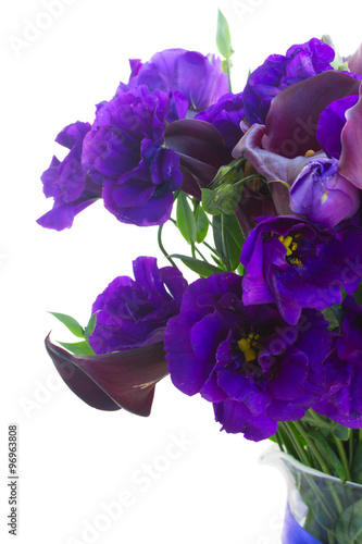 Calla lilly and eustoma flowers photo